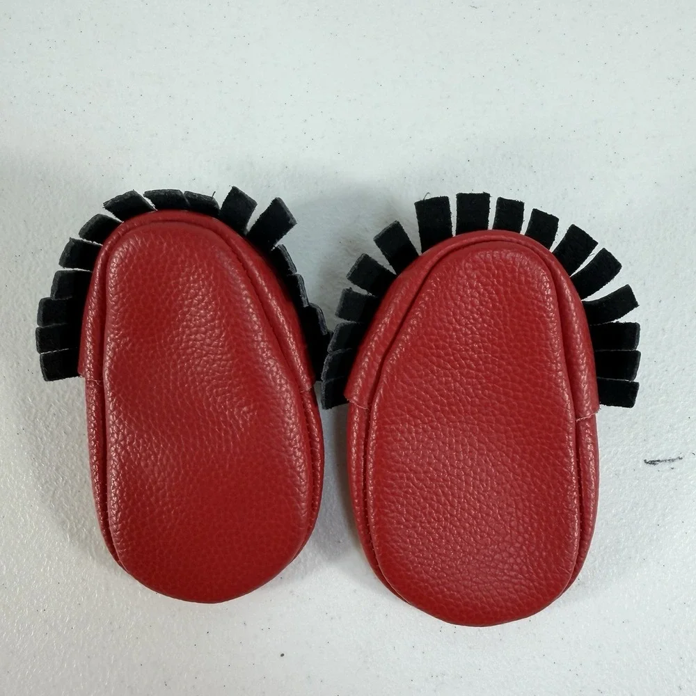 Mickey Like Moccasins Black with Yellow‎ & Red Baby Moccasins Leather Shoes